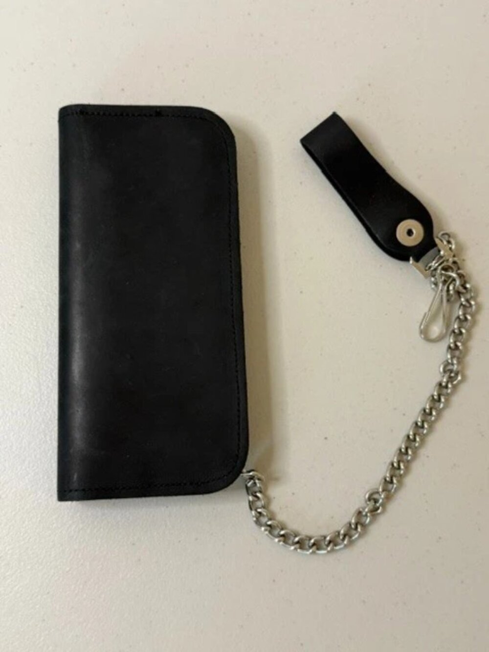 Leather Trucker/Biker Wallet (7.5") with chain. Made in the USA.